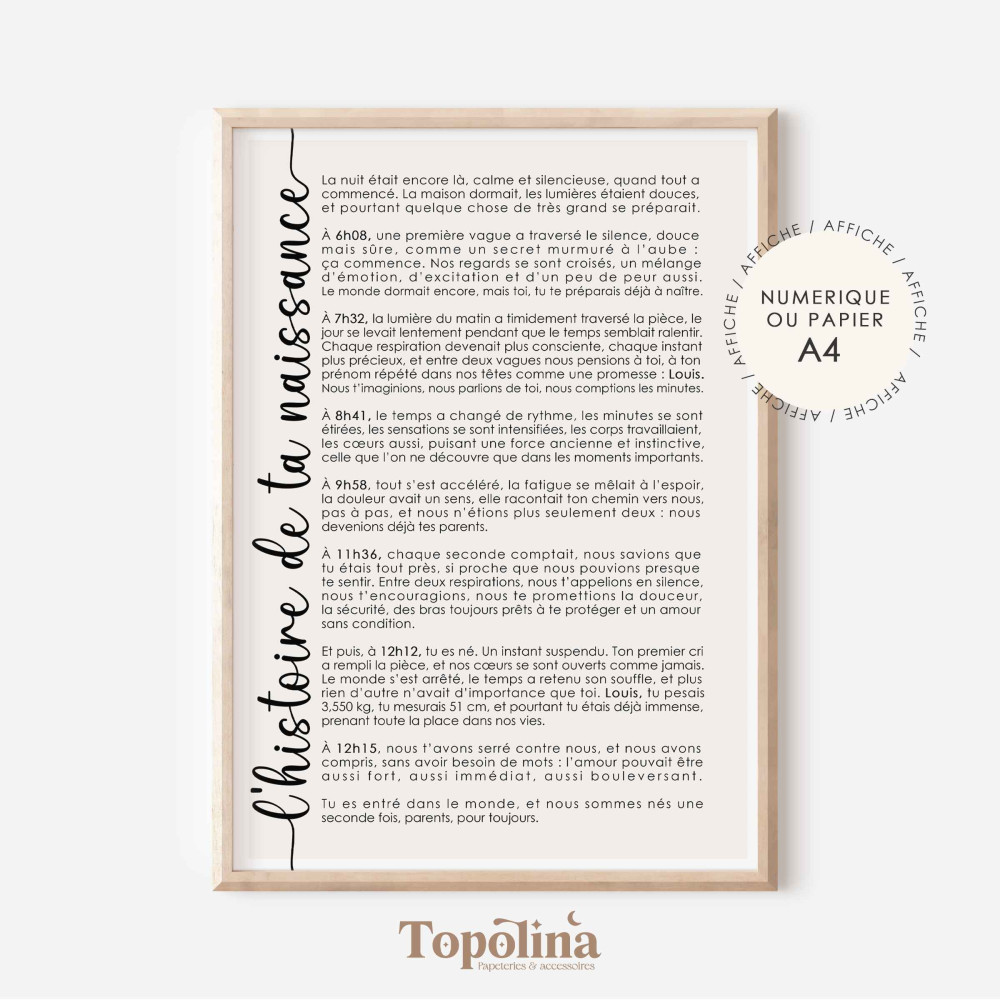 affiche accouchement heure par heure