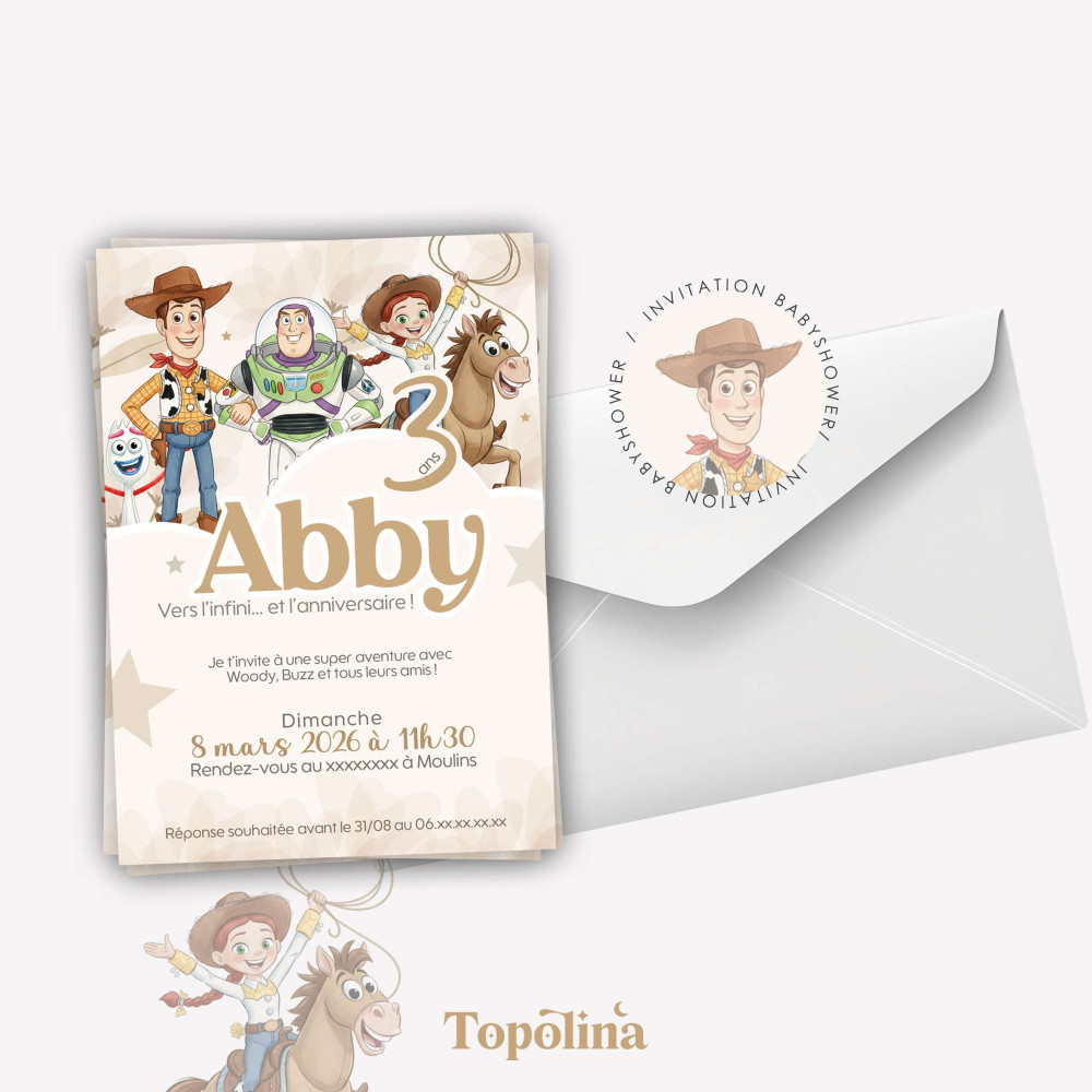 Invitation Anniversaire Enfant – Thème Toy Story