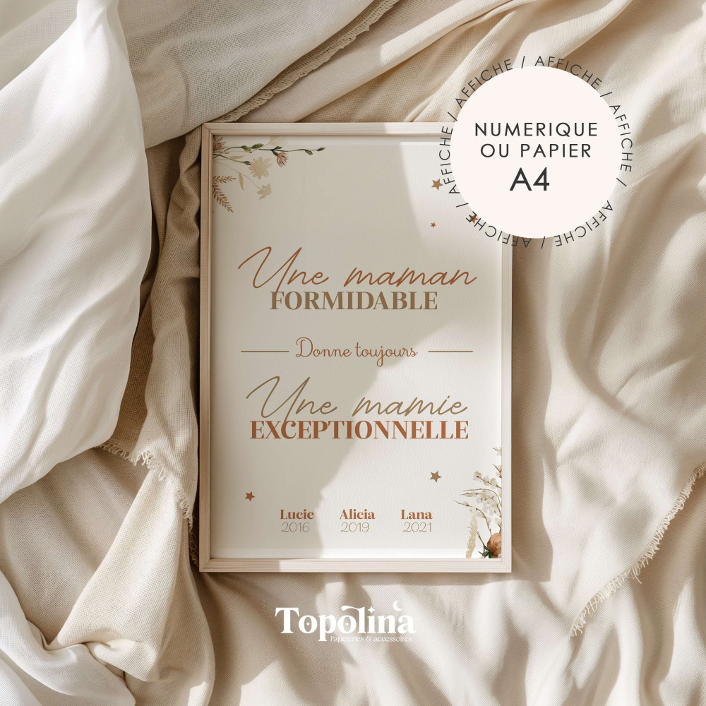 Affiche Citation Mamie – “Une maman formidable donne toujours une mamie exceptionnelle”