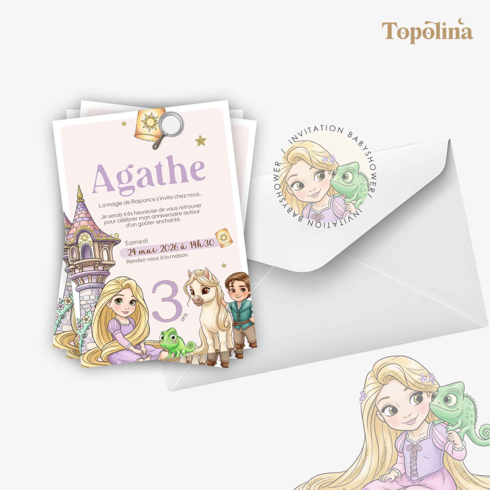 Invitation Anniversaire Raiponce Bébé – Univers Doux & Féérique