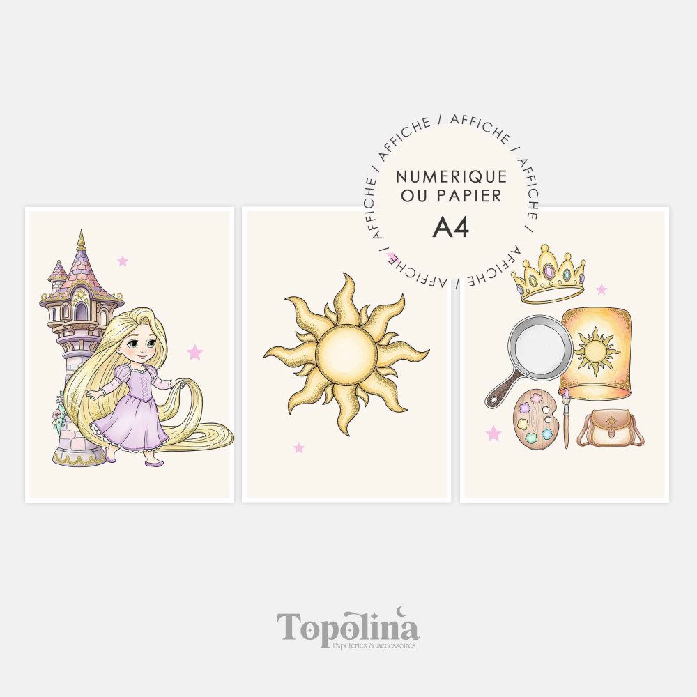 trio affiches raiponce chambre enfant