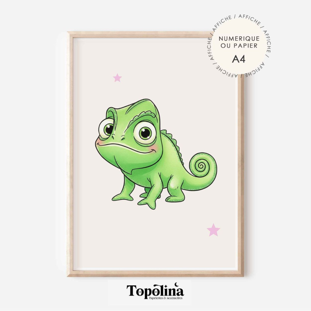Affiche illustrée – Raiponce - Pascal le caméléon