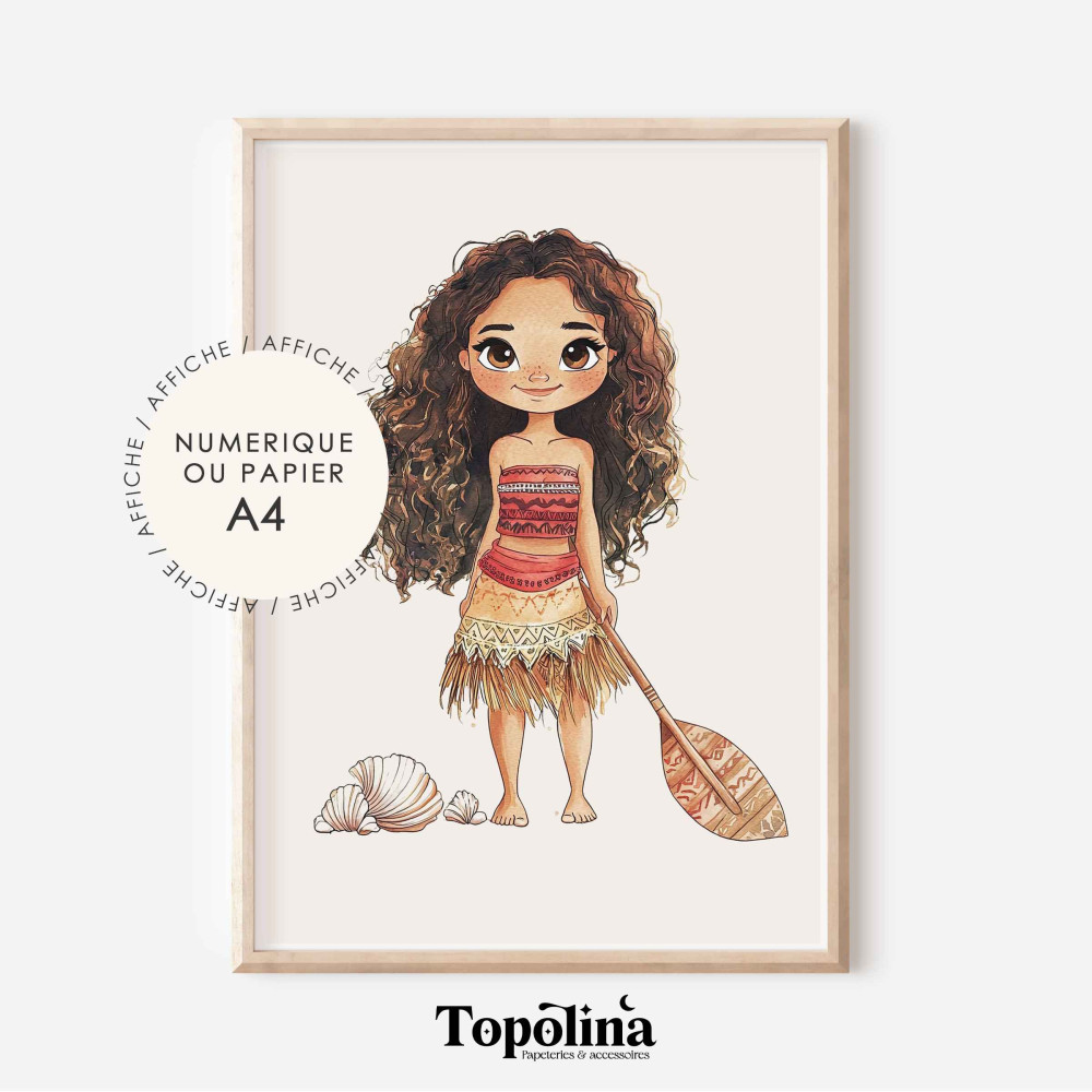 Affiche Vaiana illustration décorative pour chambre d’enfant