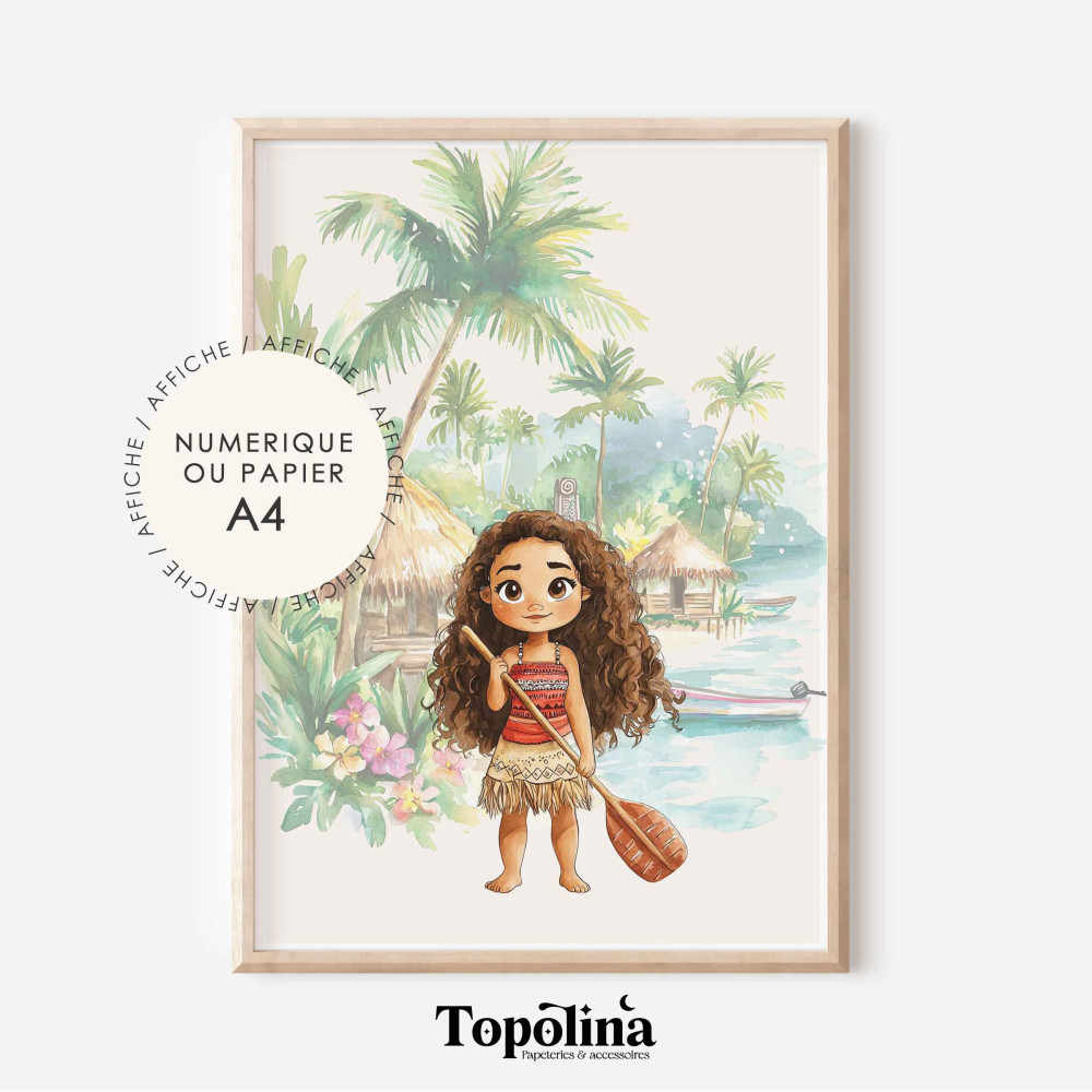 Affiche Vaiana + décor – Illustration décorative pour chambre d’enfant