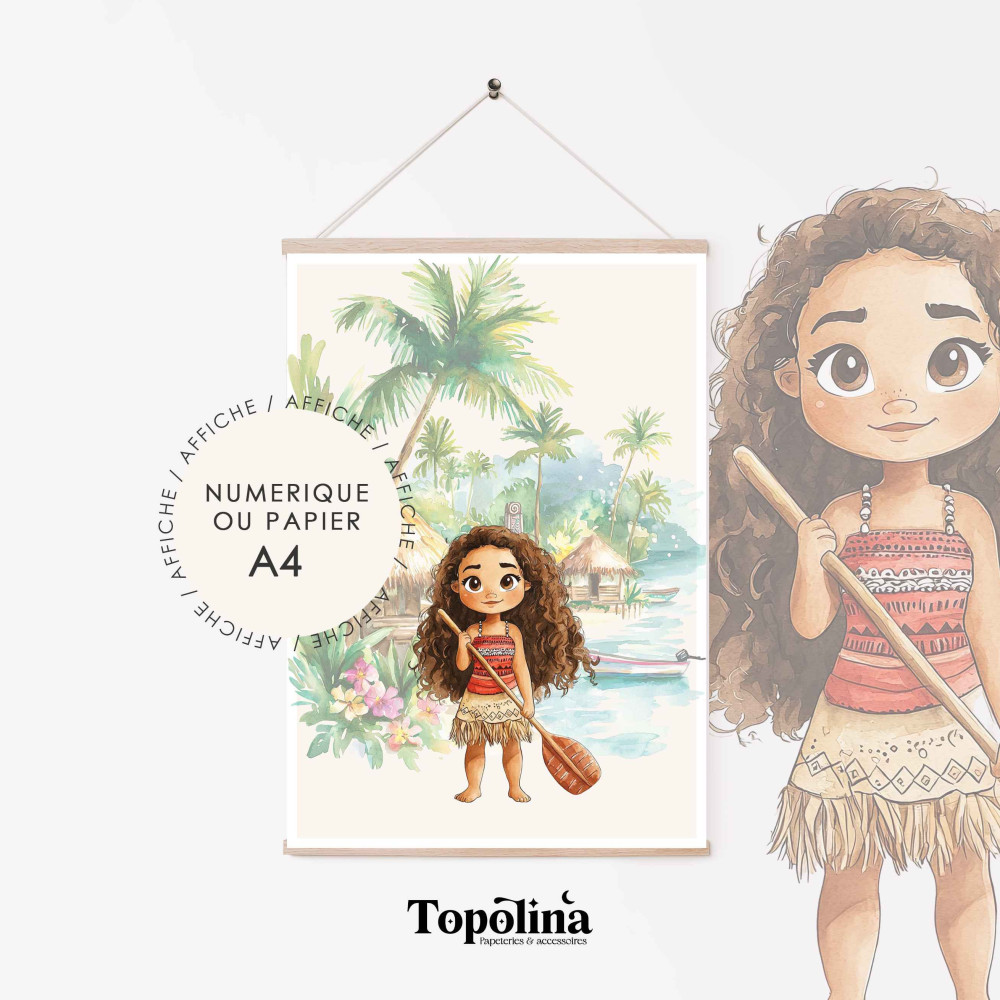 Poster Vaiana pour décoration de chambre de fille