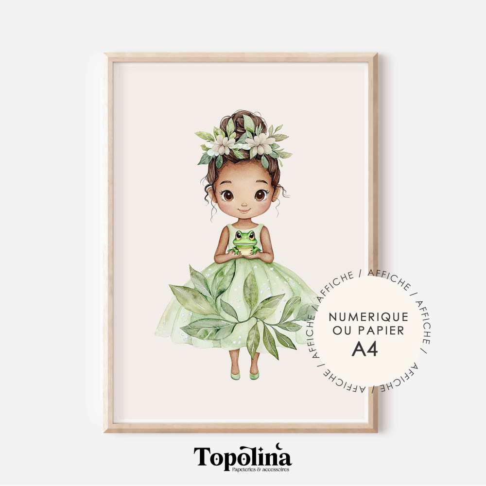 Affiche La Princesse et la Grenouille – Illustration décorative pour chambre d’enfant