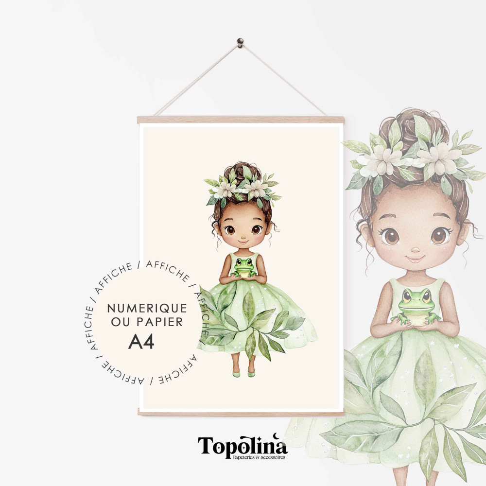 Poster Princesse et la Grenouille pour chambre de fille
