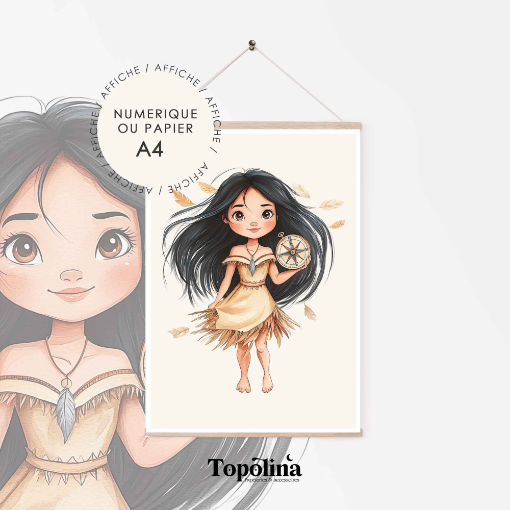 Poster Pocahontas pour chambre de fille