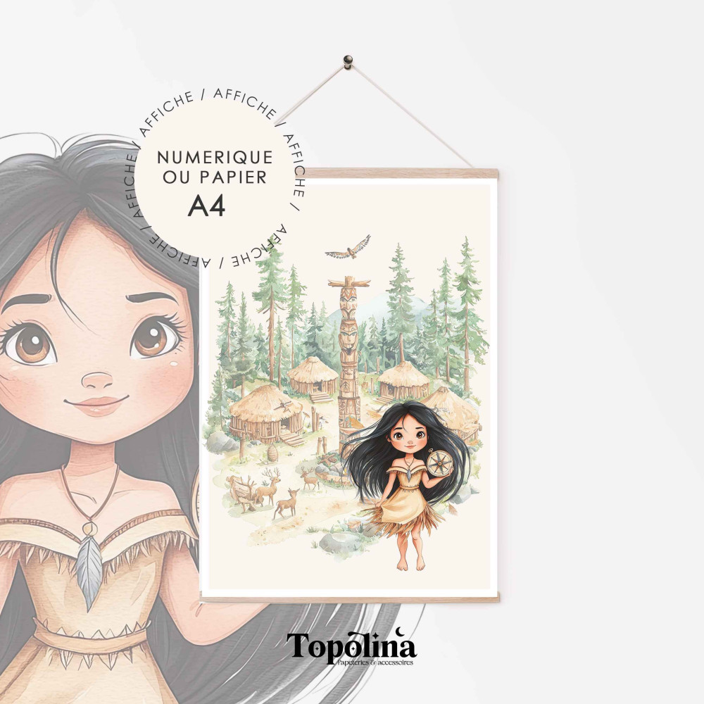 Affiche Pocahontas décoration chambre enfant