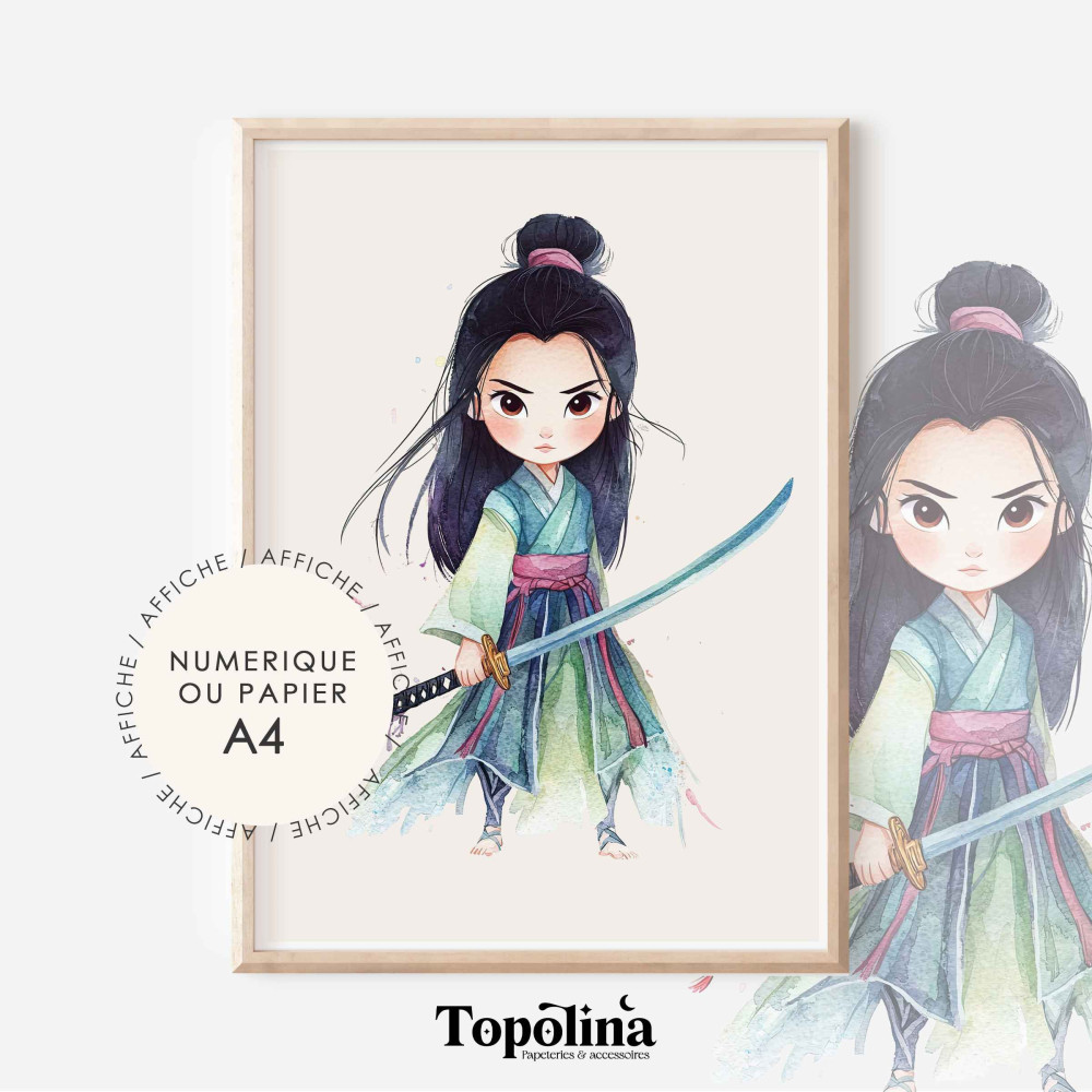 Affiche Mulan – Illustration décorative pour chambre d’enfant