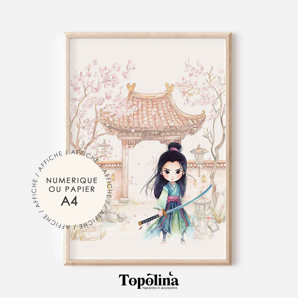 Affiche Mulan – Illustration décorative pour chambre d’enfant
