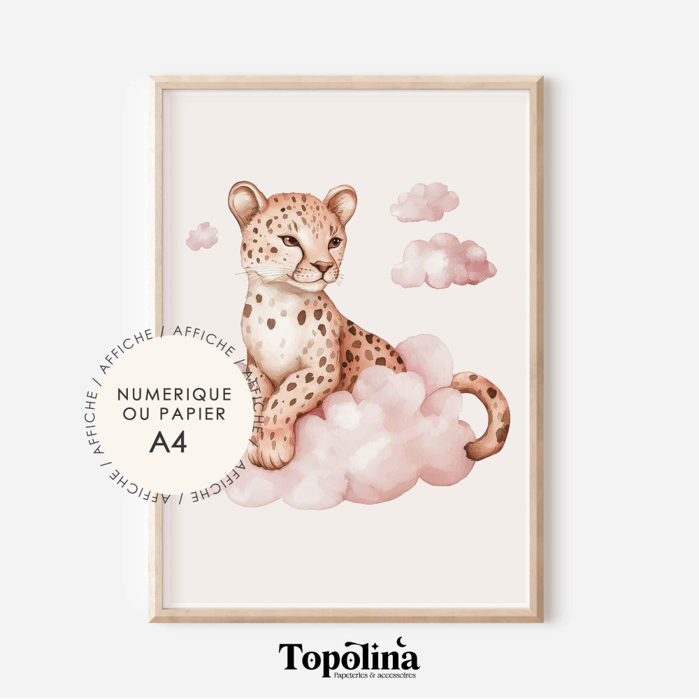Affiche Léopard Girly – Illustration décorative pour chambre d’enfant