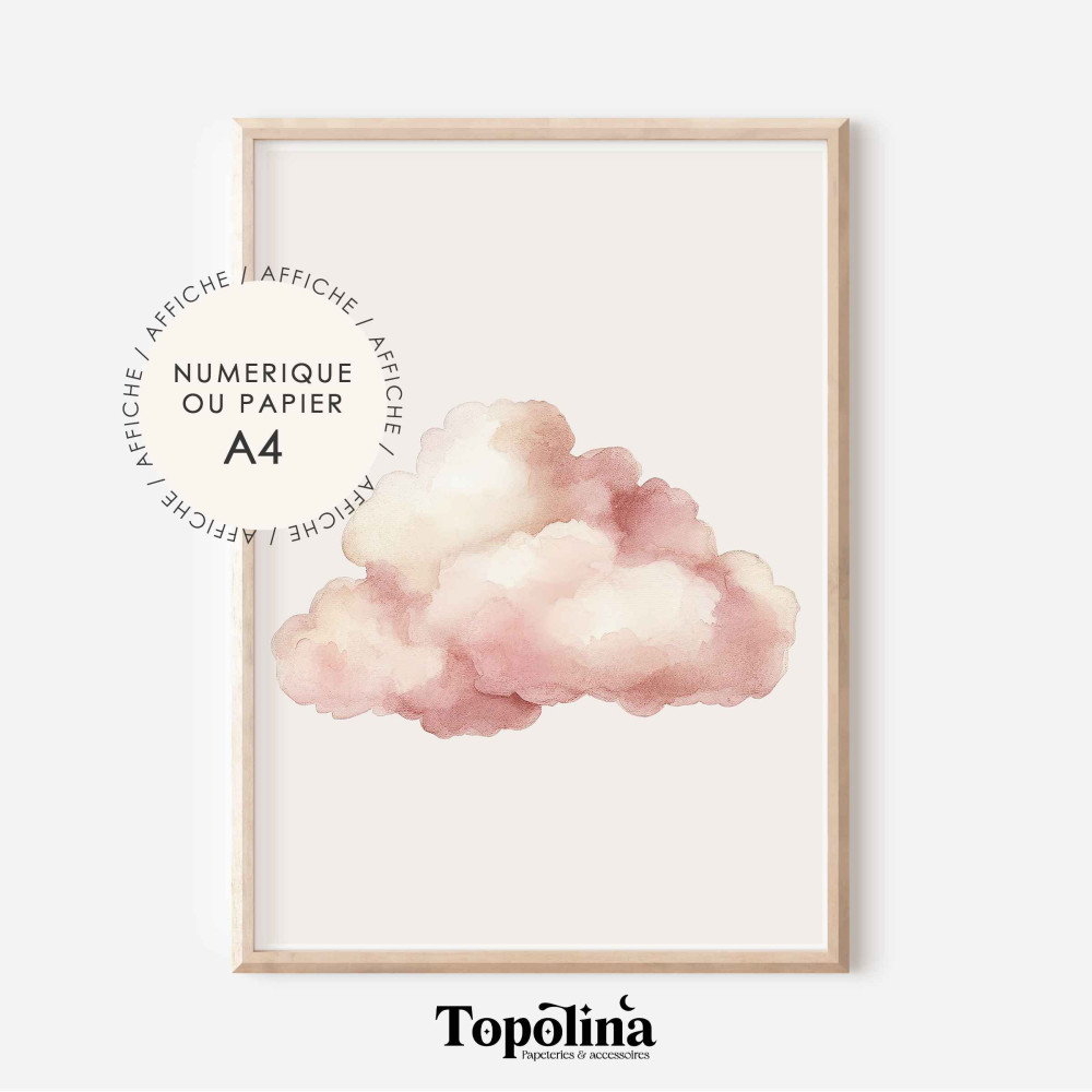 Affiche Nuage Girly – Illustration douce pour chambre d’enfant