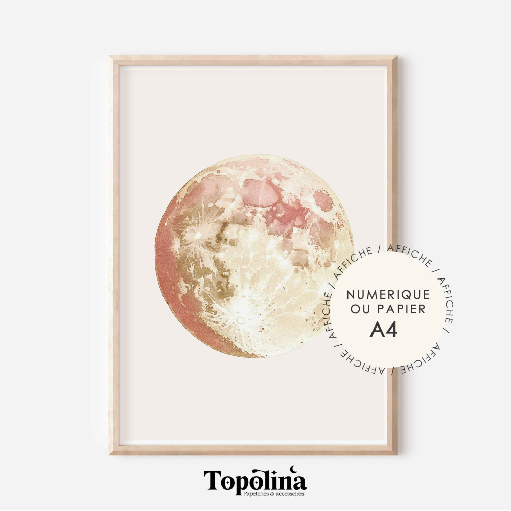 Affiche Lune Girly – Illustration décorative pour chambre d’enfant