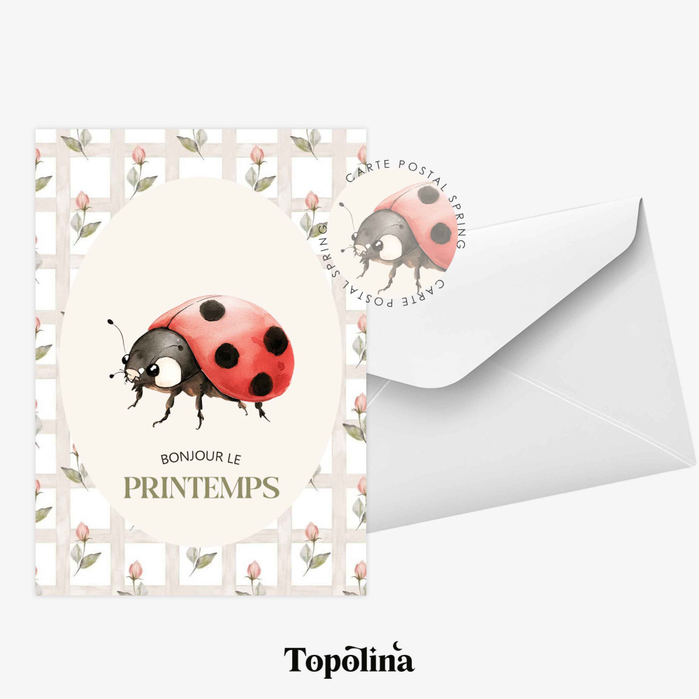 Carte postale printemps “Bonjour le printemps” – Papeterie illustrée