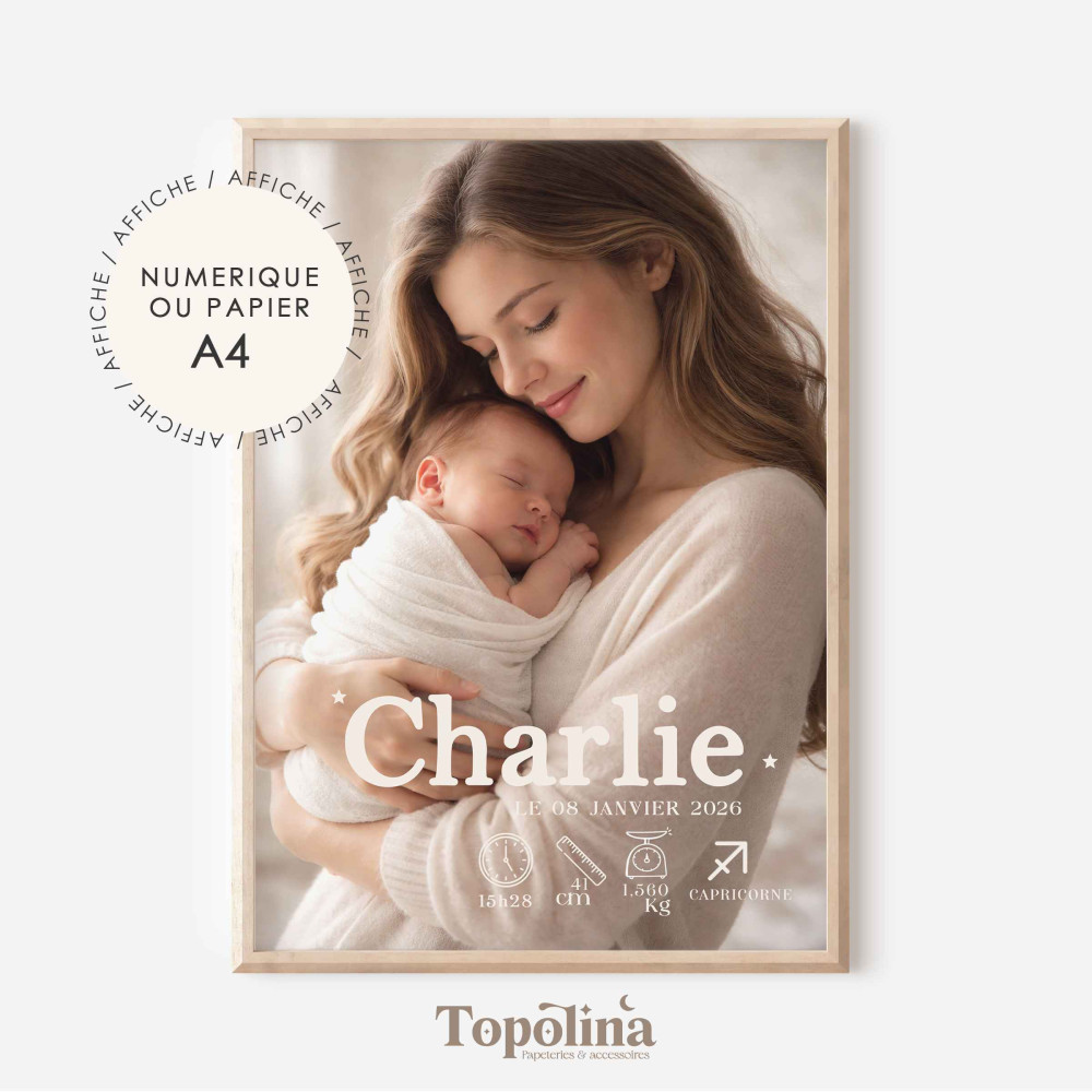 Affiche naissance bébé