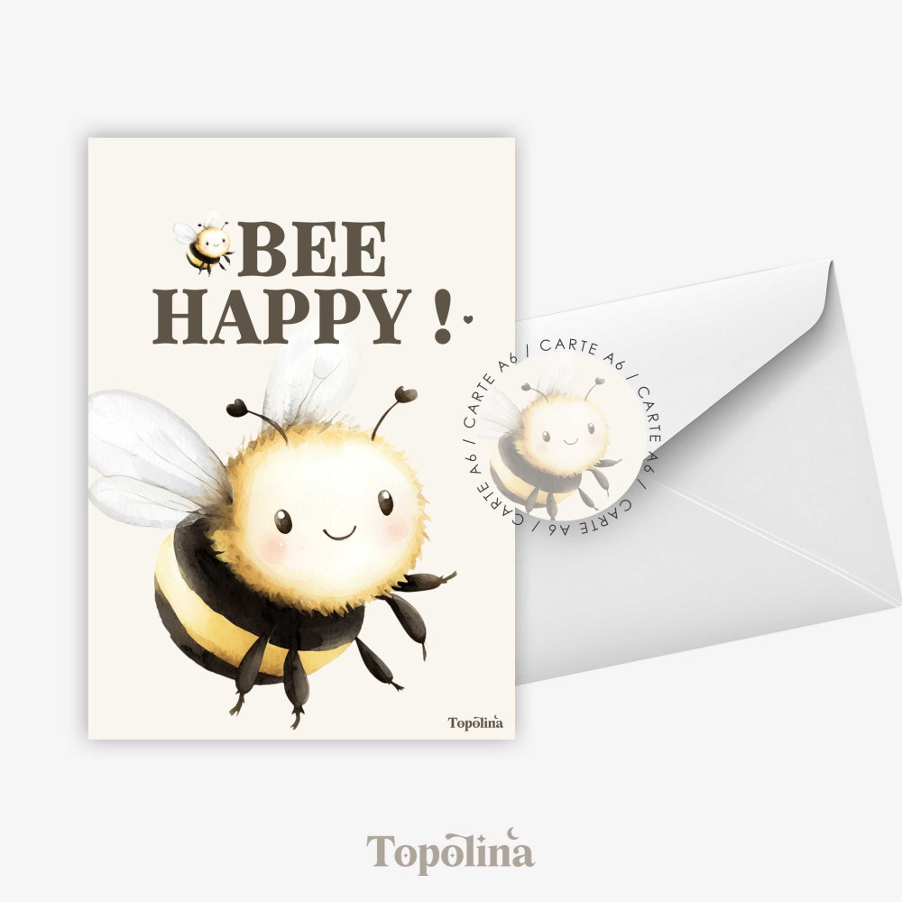 Carte postale abeille Bee Happy enfant