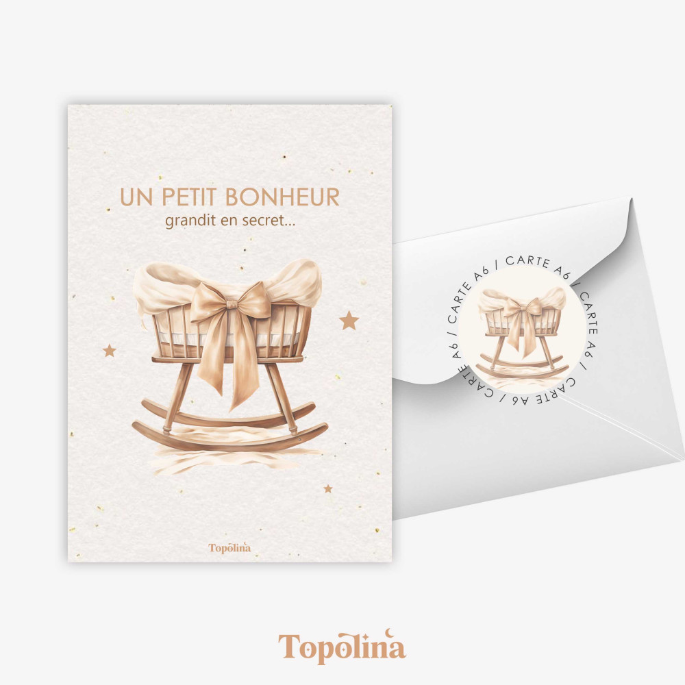Carte annonce grossesse – Un petit bonheur grandit en secret | Carte future maman
