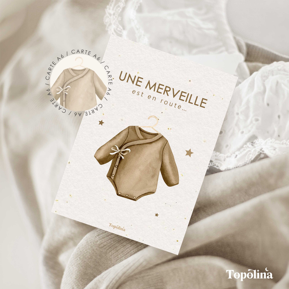 Carte annonce bébé tendre et poétique