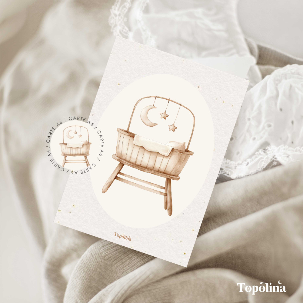 Carte berceau bébé illustration douce
