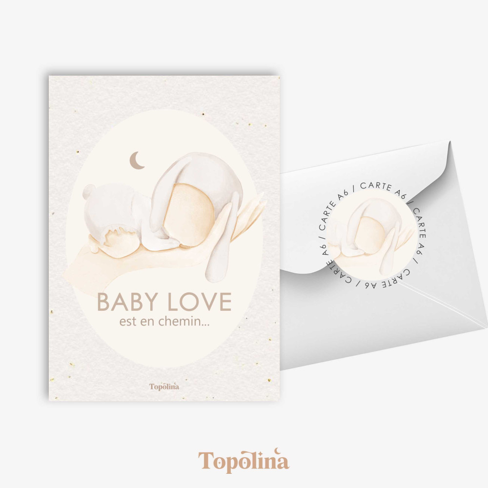 Carte annonce grossesse berceau bébé – Illustration douce naissance