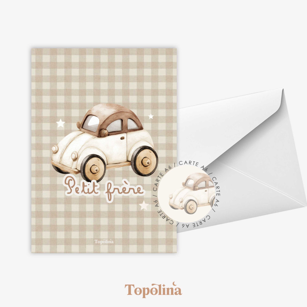 Carte petit frère véhicule enfant