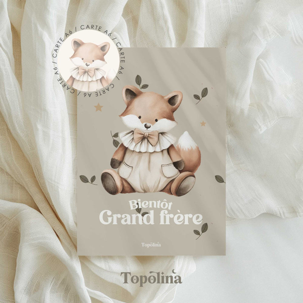 Carte bientôt grand frère renard