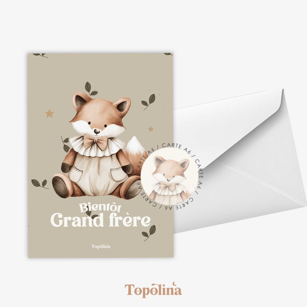 Carte “Bientôt grand frère” – Annonce grossesse fratrie