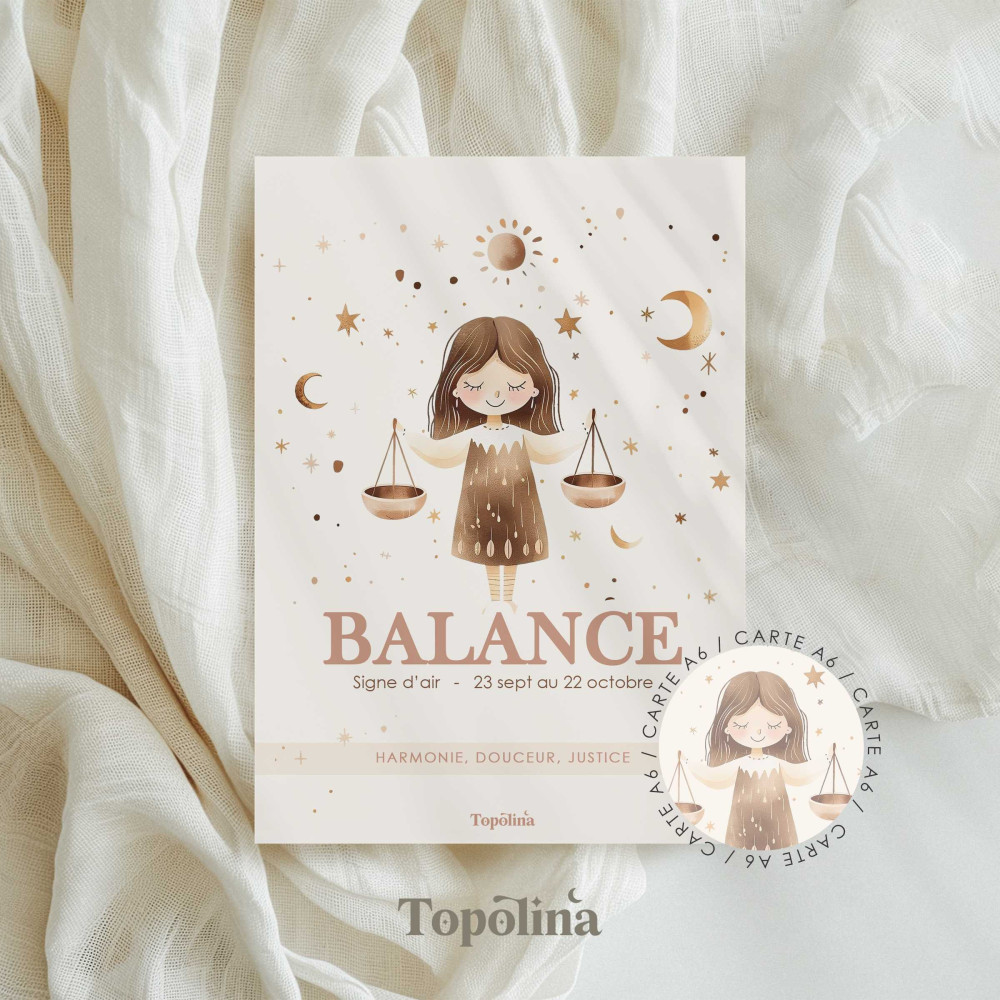 Carte signe du zodiaque balance