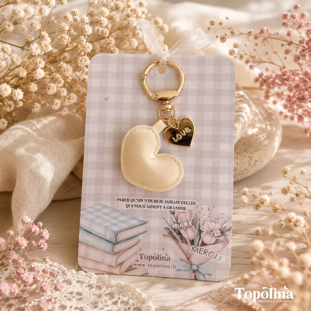 Carte cadeau maîtresse ou ATSEM avec porte-clés cœur