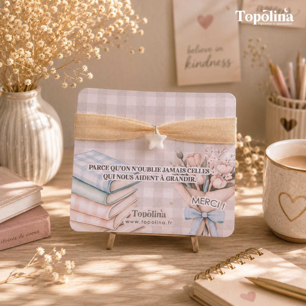 Carte cadeau maîtresse ou ATSEM avec bracelet étoile en nacre