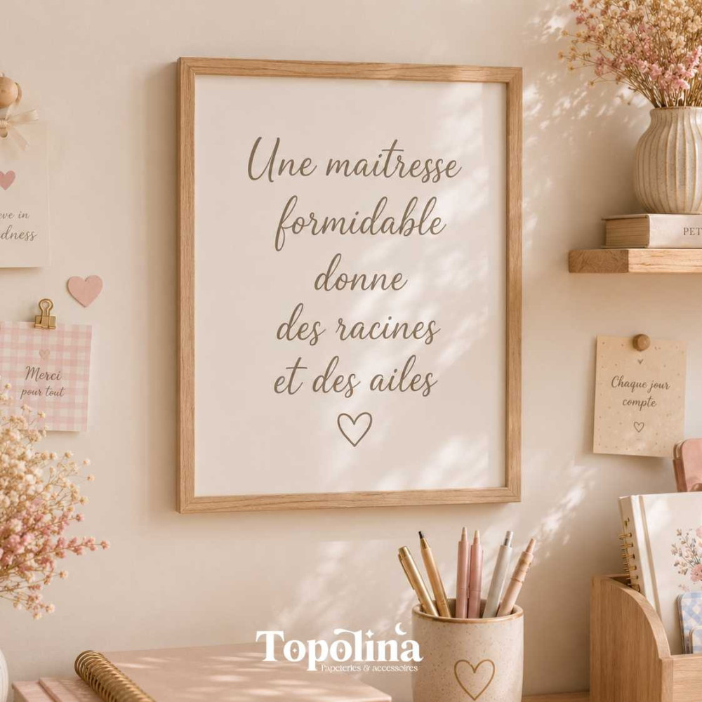 Affiche Maîtresse Personnalisée – Une maîtresse formidable donne des racines et des ailes
