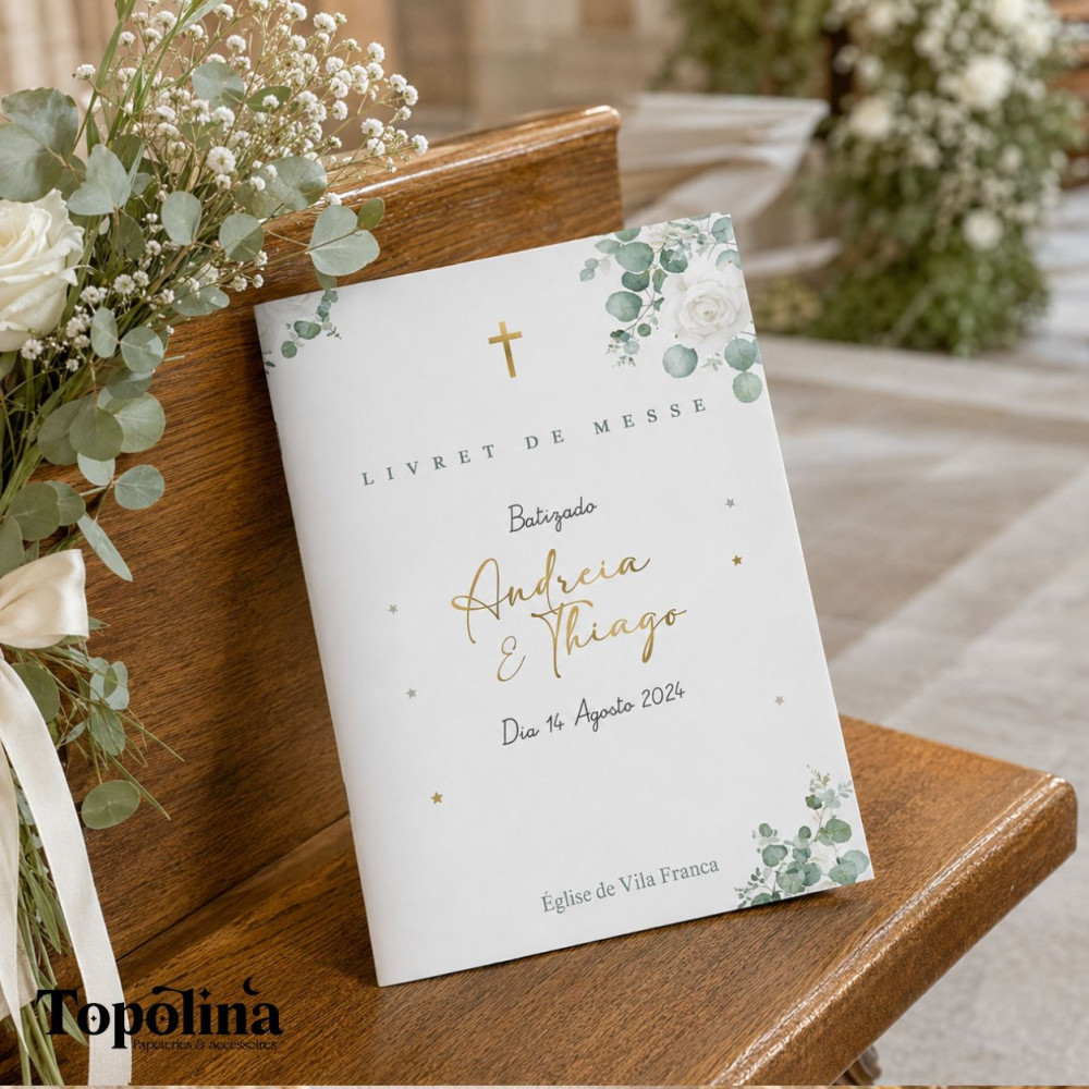 Livret de Messe Personnalisé Baptême, Communion ou Mariage – Couverture sur mesure