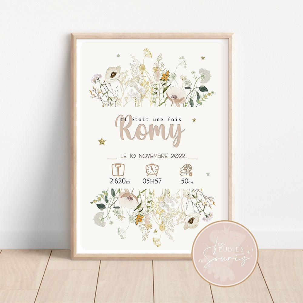 ★ Affiche naissance - Fleurs sechées