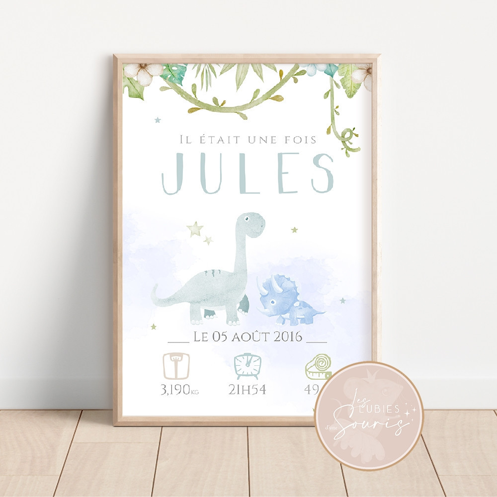 ★ Affiche naissance - Isidor & Tudor, les Dinosaures